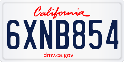 CA license plate 6XNB854