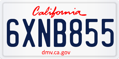 CA license plate 6XNB855