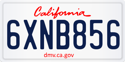 CA license plate 6XNB856