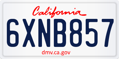 CA license plate 6XNB857