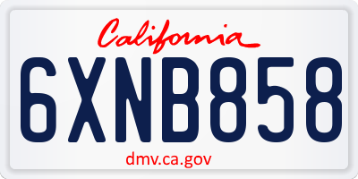 CA license plate 6XNB858
