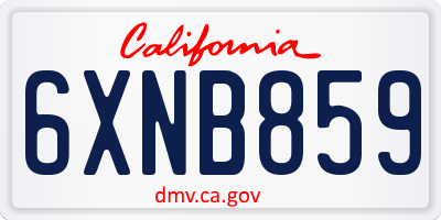 CA license plate 6XNB859