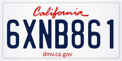 CA license plate 6XNB861