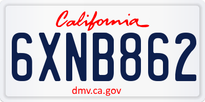CA license plate 6XNB862