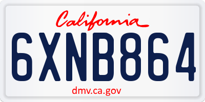 CA license plate 6XNB864
