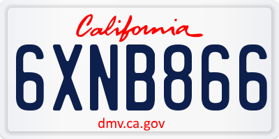 CA license plate 6XNB866
