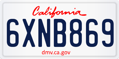 CA license plate 6XNB869