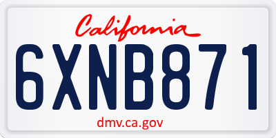 CA license plate 6XNB871