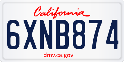 CA license plate 6XNB874