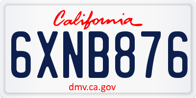 CA license plate 6XNB876