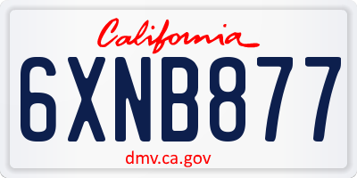 CA license plate 6XNB877