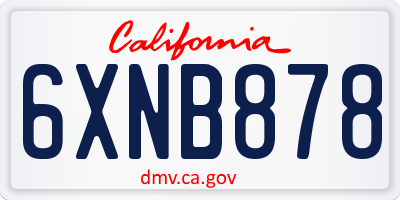 CA license plate 6XNB878