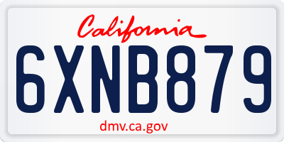 CA license plate 6XNB879