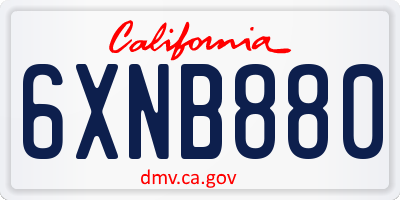 CA license plate 6XNB880