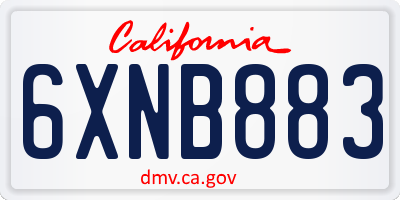 CA license plate 6XNB883