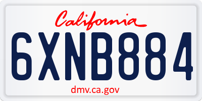 CA license plate 6XNB884