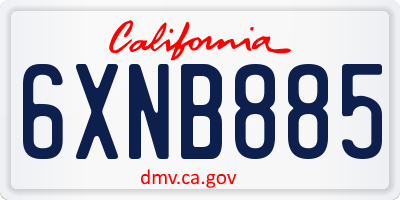 CA license plate 6XNB885