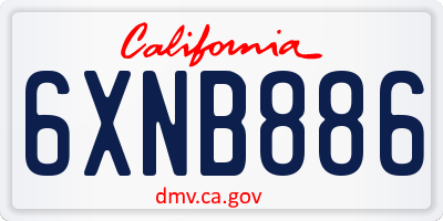 CA license plate 6XNB886
