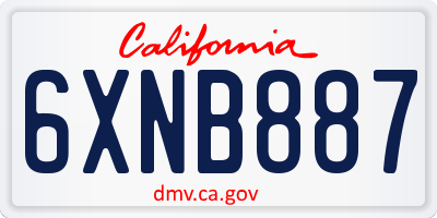 CA license plate 6XNB887