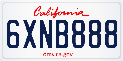 CA license plate 6XNB888