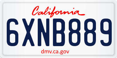 CA license plate 6XNB889