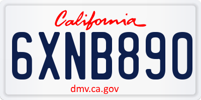 CA license plate 6XNB890