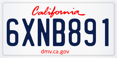 CA license plate 6XNB891