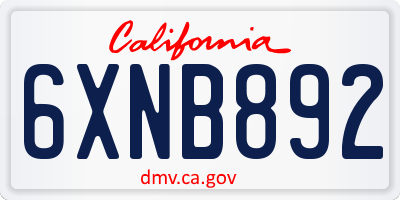 CA license plate 6XNB892