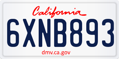 CA license plate 6XNB893