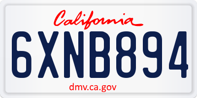 CA license plate 6XNB894