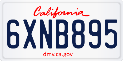 CA license plate 6XNB895