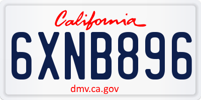 CA license plate 6XNB896