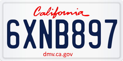CA license plate 6XNB897