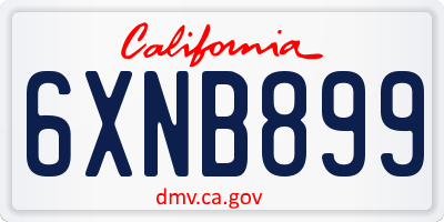 CA license plate 6XNB899