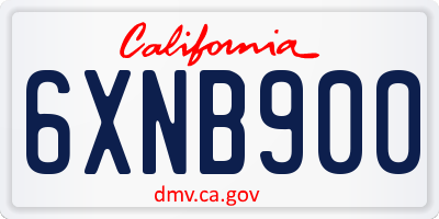 CA license plate 6XNB900