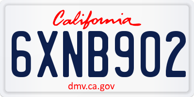CA license plate 6XNB902