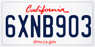 CA license plate 6XNB903