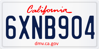 CA license plate 6XNB904