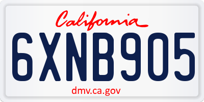 CA license plate 6XNB905