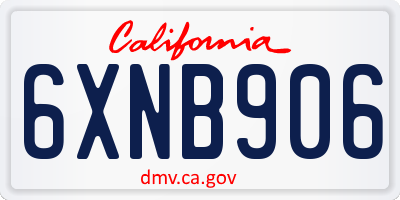 CA license plate 6XNB906