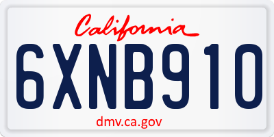 CA license plate 6XNB910