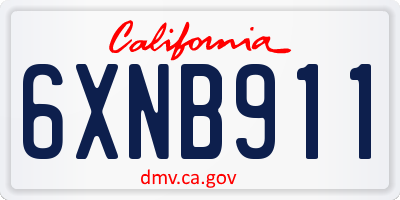 CA license plate 6XNB911