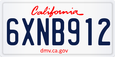 CA license plate 6XNB912