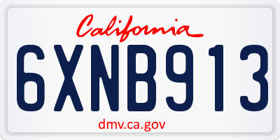CA license plate 6XNB913