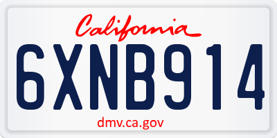 CA license plate 6XNB914