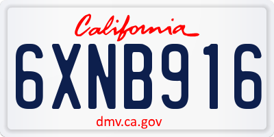 CA license plate 6XNB916