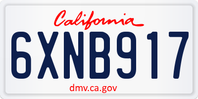 CA license plate 6XNB917
