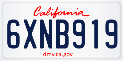 CA license plate 6XNB919