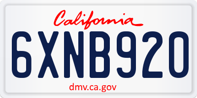 CA license plate 6XNB920