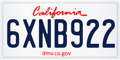 CA license plate 6XNB922